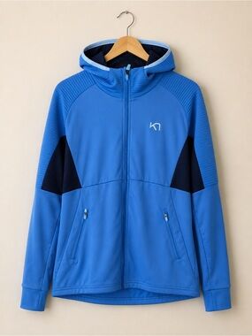 Kari Traa Blue Full Zip Hooded Fleece Jacket Size Large